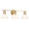 Hello Honey® 24" Cooper White & Gold Metal 3-Light Vanity Light with Etched Glass Shades